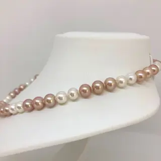 Multi Freshwater Pearls 7x8mm - 18 karaat Witgoud - Halsketting