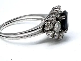 18 karaat Goud, Witgoud - Ring - 2.80 ct Saffier - Diamanten