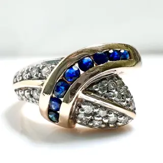 14 karaat Rosé goud - Ring - 0.25 ct Saffier - 0,25 ct. diamanten/briljant geslepen