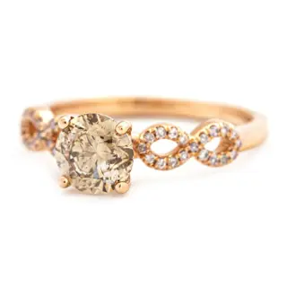 1.12 tcw Diamond Ring - 14 karaat Rosé goud - Ring - 1.01 ct Diamant - Diamanten van 0,11 ct - geen minimumprijs