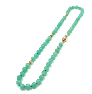 61.5cm Collier- Jade Ø 9.4mm - 14 karaat Geel goud - Halsketting Jade