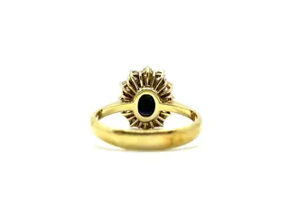 NO RESERVE - 18 karaat Geel goud - Ring - 0.24 ct Diamant - Turkooizen