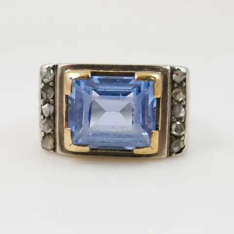 925 Goud, Zilver - Ring - 7.00 ct Spinel - Diamanten