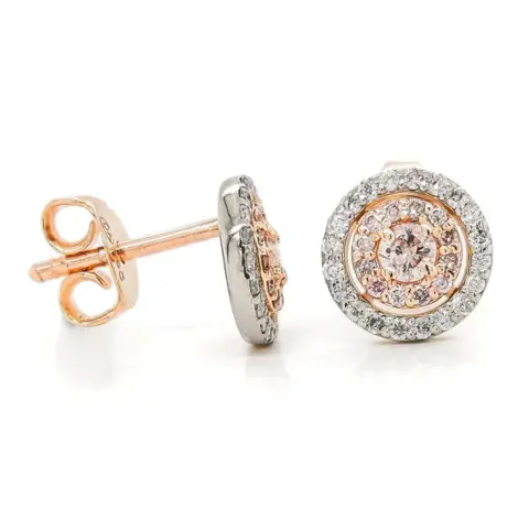 *NO RESERVE PRICE* 0.52ct Pink and White Diamond Earrings - 14 karaat Rosé goud, Witgoud - Oorbellen