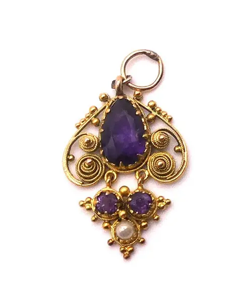 18 karaat Goud - Hanger Amethist