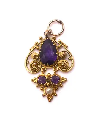 18 karaat Goud - Hanger Amethist