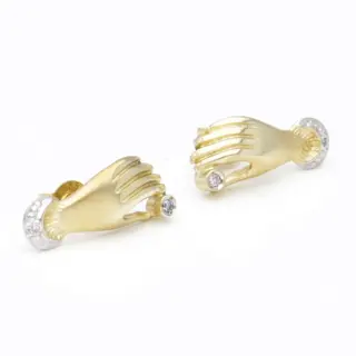 No reserve - 14 karaat Goud - Oorbellen - 0.02 ct Diamant