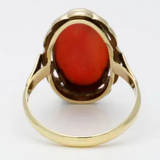 No Reserve - 14 karaat Goud - Ring - 2.07 ct Bloedkoraal
