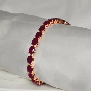No Reserve Price-27.33 Ct Natural Rubies - 14 karaat Rosé goud - Armband Robijn - IGI gecertificeerd