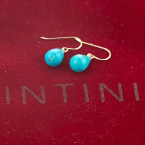 Intini Jewels - 18 karaat Geel goud, Goud - Oorbellen - 5.00 ct Turquoise