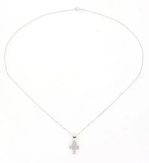 No Reserve Price - 18 karaat Witgoud - Collier met hanger - 0.22 ct Diamant