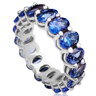 8.00 Carat Natural Tanzanite Eternity Band - 14 karaat Witgoud - Ring - GEEN RESERVE