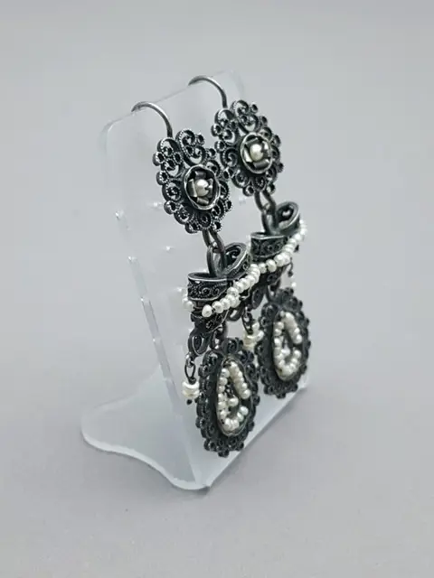 Vintage - 925 Zilver - Oorbellen - Zaadparels.