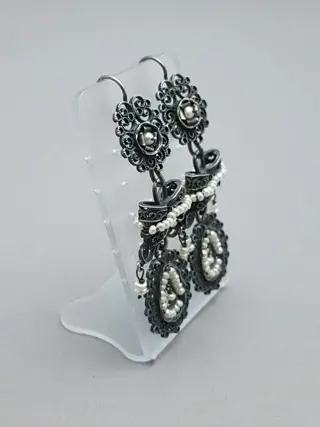 Vintage - 925 Zilver - Oorbellen - Zaadparels.