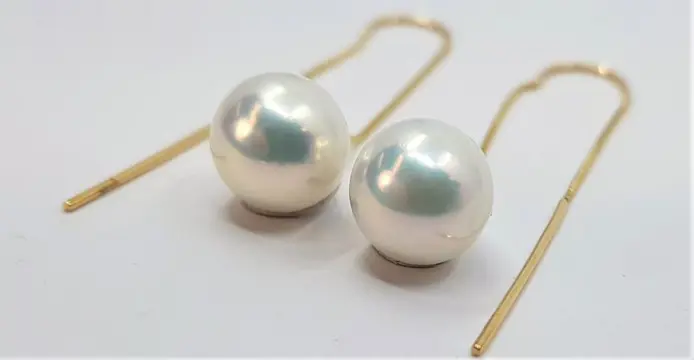 10mm Round Bright Edison Pearls - 18 karaat Geel goud - Oorbellen