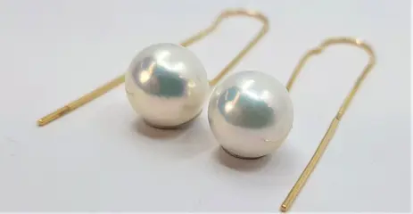 10mm Round Bright Edison Pearls - 18 karaat Geel goud - Oorbellen