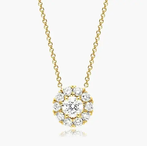 GIA Lab Report Solitaire 0.57CT I/VS2 Triple EX!! the center diamond and 0.10 side diamonds pendant - 14 karaat Geel goud - Collier met hanger Diamant