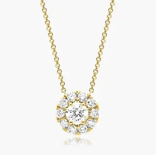 GIA Lab Report Solitaire 0.57CT I/VS2 Triple EX!! the center diamond and 0.10 side diamonds pendant - 14 karaat Geel goud - Collier met hanger Diamant