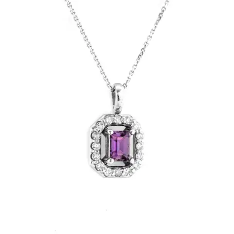 0.70 tcw Sapphire Pendant - 14 karaat Witgoud - Collier met hanger - 0.51 ct Saffier - Diamanten van 0,19 ct - geen minimumprijs
