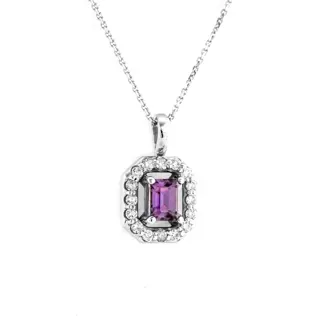 0.70 tcw Sapphire Pendant - 14 karaat Witgoud - Collier met hanger - 0.51 ct Saffier - Diamanten van 0,19 ct - geen minimumprijs