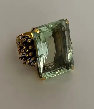 18 karaat Geel goud, Goud - Ring - 45.00 ct Aquamarijn