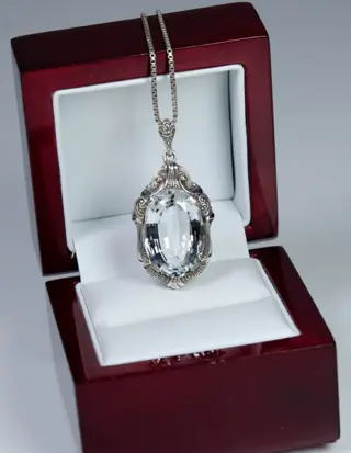 835 Zilver - Collier met hanger - 12,50 ct aquamarijn (getest)