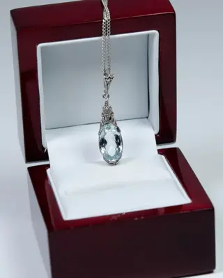 Zilver - Collier met hanger - Aquamarijn (getest) - marcasiet