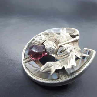 Adie & Lovekin Antique 1902 - 925 Zilver - Broche Amethist - Agaat