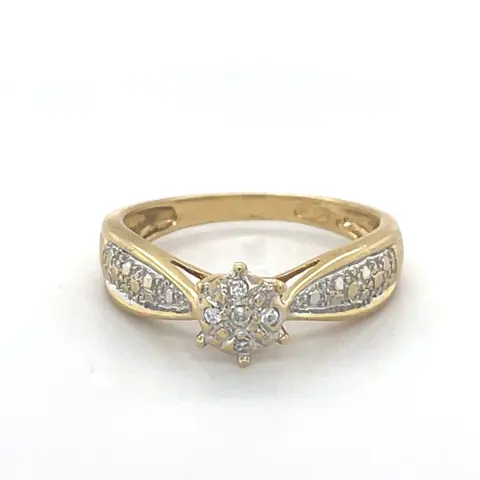 18 karaat Geel goud - Ring - 0.10 ct Diamant
