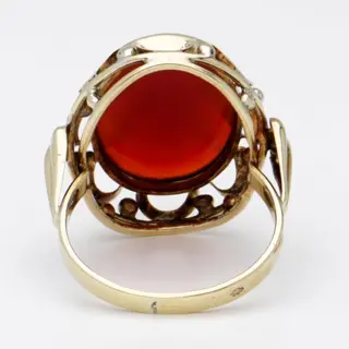 No reserve - 14 karaat Goud - Ring - 7.04 ct Carneool