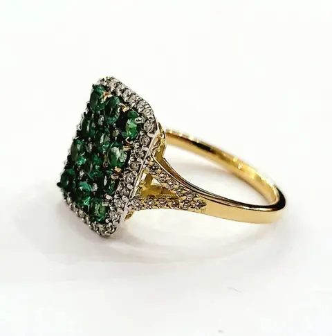 Astralia - 18 karaat Geel goud, Goud - Ring - 1.20 ct Smaragd - Diamanten