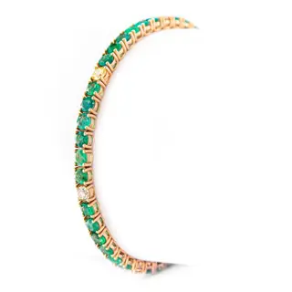7.76 tcw Emerald Bracelet - 14 karaat Rosé goud - Ring - 6.66 ct Smaragd - Diamanten van 1,10 ct - geen minimumprijs