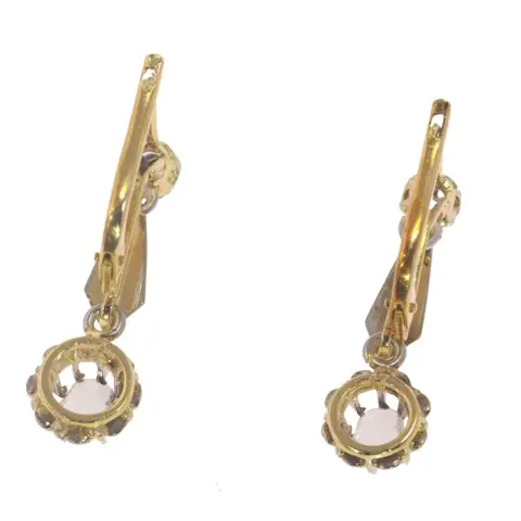 NO RESERVE PRICE - 18 karaat Geel goud - Oorbellen Diamant - Vintage jaren 50