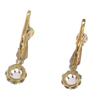 NO RESERVE PRICE - 18 karaat Geel goud - Oorbellen Diamant - Vintage jaren 50