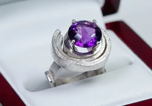 925 Zilver - Ring - Amethist (getest) - modernistisch - massief
