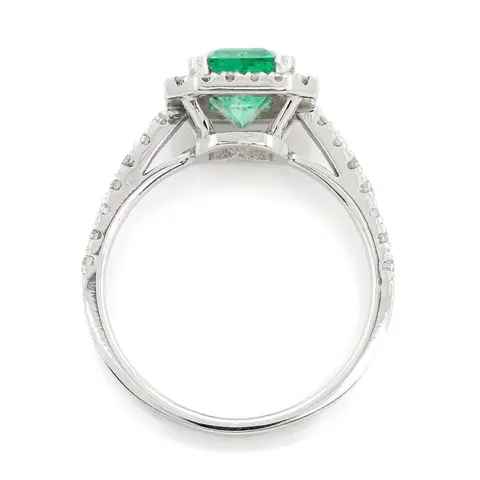 IGI Certified 2.09ct Emerald and Diamond Ring - 14 karaat Witgoud - Ring - ***Geen minimumprijs***