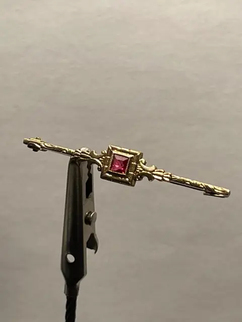 18 karaat Goud - Broche Robijn