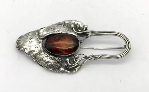 925 Zilver - Broche - Baltisch barnsteen