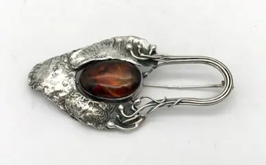 925 Zilver - Broche - Baltisch barnsteen