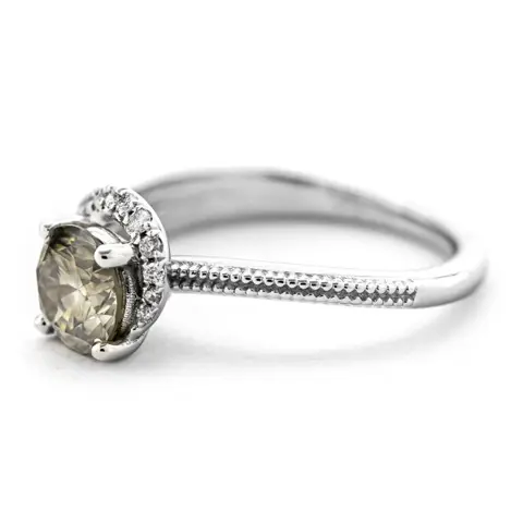 1.19 tcw VS1 Diamond Ring - 14 karaat Witgoud - Ring - 1.01 ct Diamant - Diamanten van 0,18 ct - geen minimumprijs