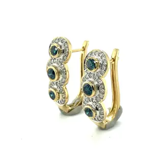 14 karaat Geel goud, Goud, Tweekleurig, Witgoud - Oorbel, Oorbellen - 1.92 ct Diamant - Diamant, Diamanten