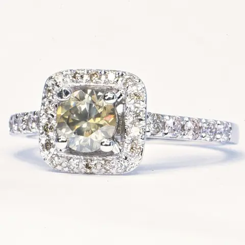 1.00 ct Natural Fancy Gray VS2 - 14 karaat Witgoud - Ring - 0.62 ct Diamant - Diamanten, Geen minimumprijs