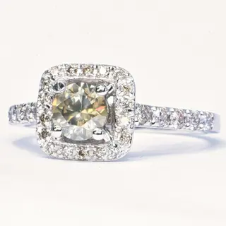 1.00 ct Natural Fancy Gray VS2 - 14 karaat Witgoud - Ring - 0.62 ct Diamant - Diamanten, Geen minimumprijs