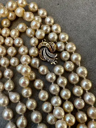 14 karaat Akoya parel - Halsketting - 0.36 ct Diamant