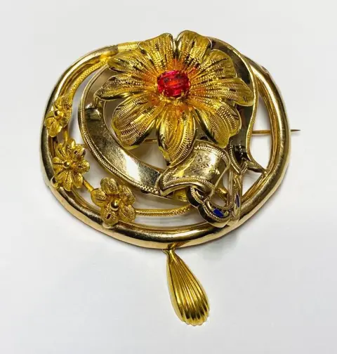 12k Goud - Broche - 2.30 ct Robijn