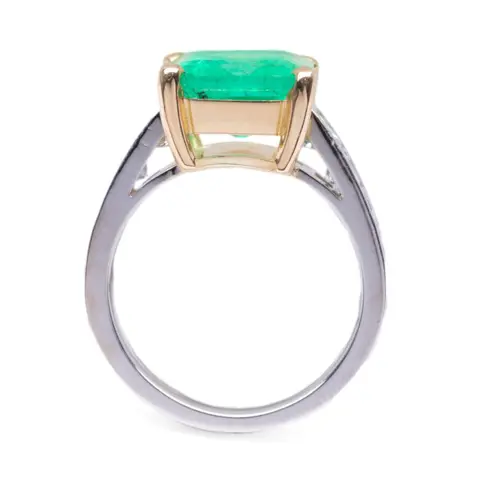 *No Reserve Price*Grs Cert 5.06 Colombia Emerald - 18 karaat Geel goud, Witgoud - Ring - 5.06 ct Smaragd - Diamanten
