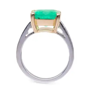 *No Reserve Price*Grs Cert 5.06 Colombia Emerald - 18 karaat Geel goud, Witgoud - Ring - 5.06 ct Smaragd - Diamanten