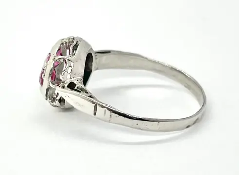 "NO RESERVE PRICE" Art déco - 18 karaat Witgoud - Ring - 0.30 ct Robijn