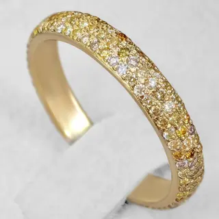 1.00 Carat Fancy Diamonds Eternity Band - 14 karaat Geel goud - Ring - GEEN RESERVE