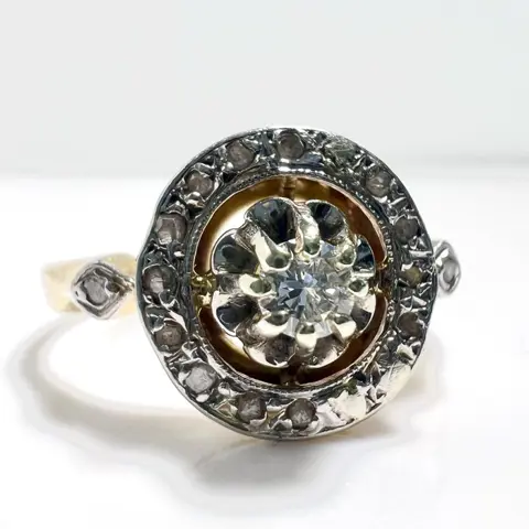 18 karaat Geel goud, Platina - Ring - 0.25 ct Diamant